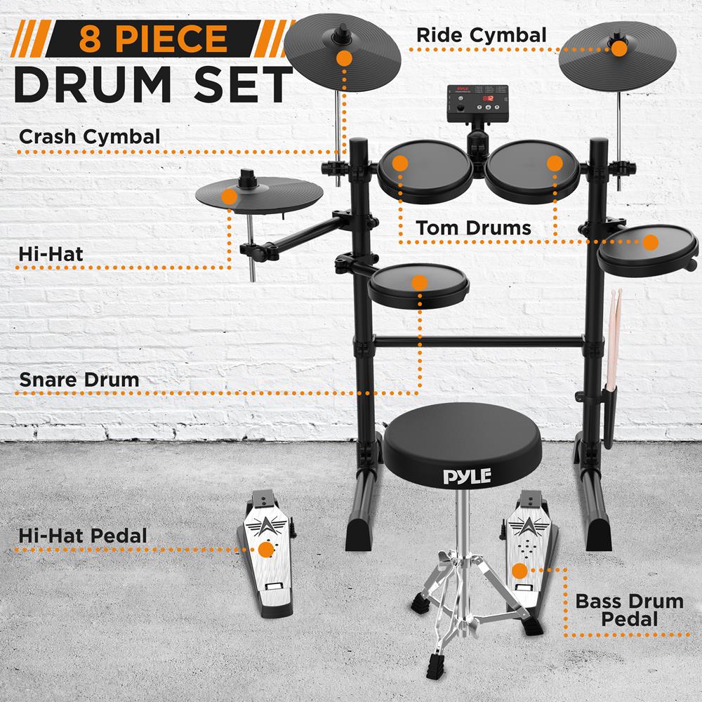 drum pedal electronic 7-Piece Electric Drum Set, MIDI Support, Roll-Up Design, Portable – Pyle USA
