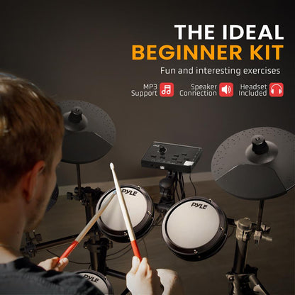 Electronic Drum Set, Realistic Sound, Quiet Mesh Pads, USB MIDI
