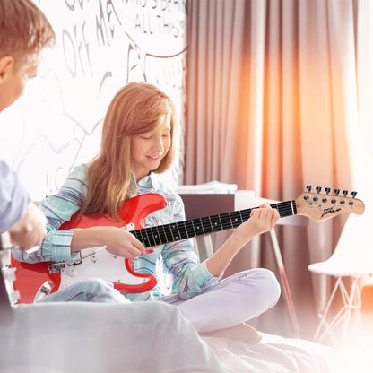 Electric Guitar Kit for Beginners, 6-String, Paulownia Wood, Red