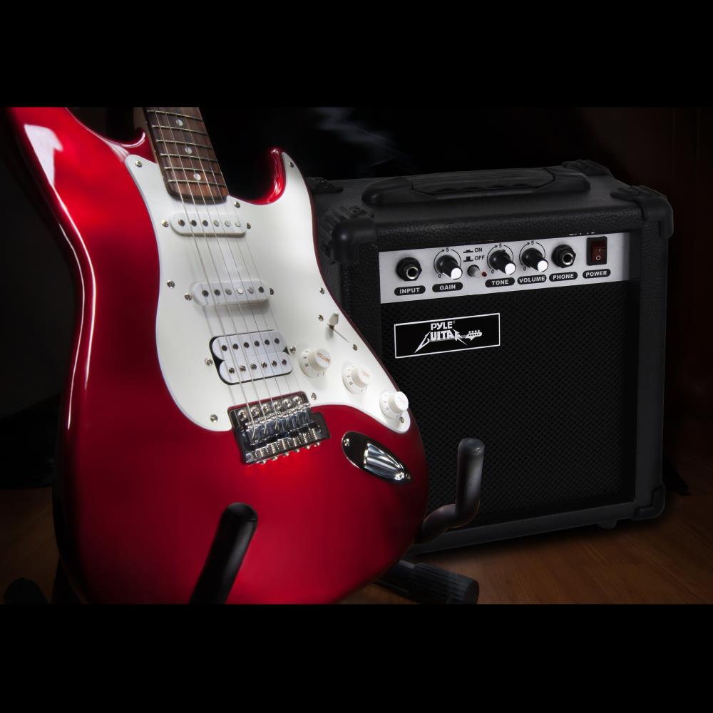 Electric Guitar Kit for Beginners, 6-String, Paulownia Wood, Red