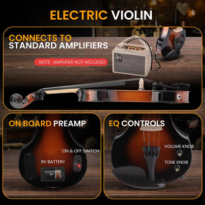 Electric Violin Kit - Silent Play, Solid Wood, Sunburst