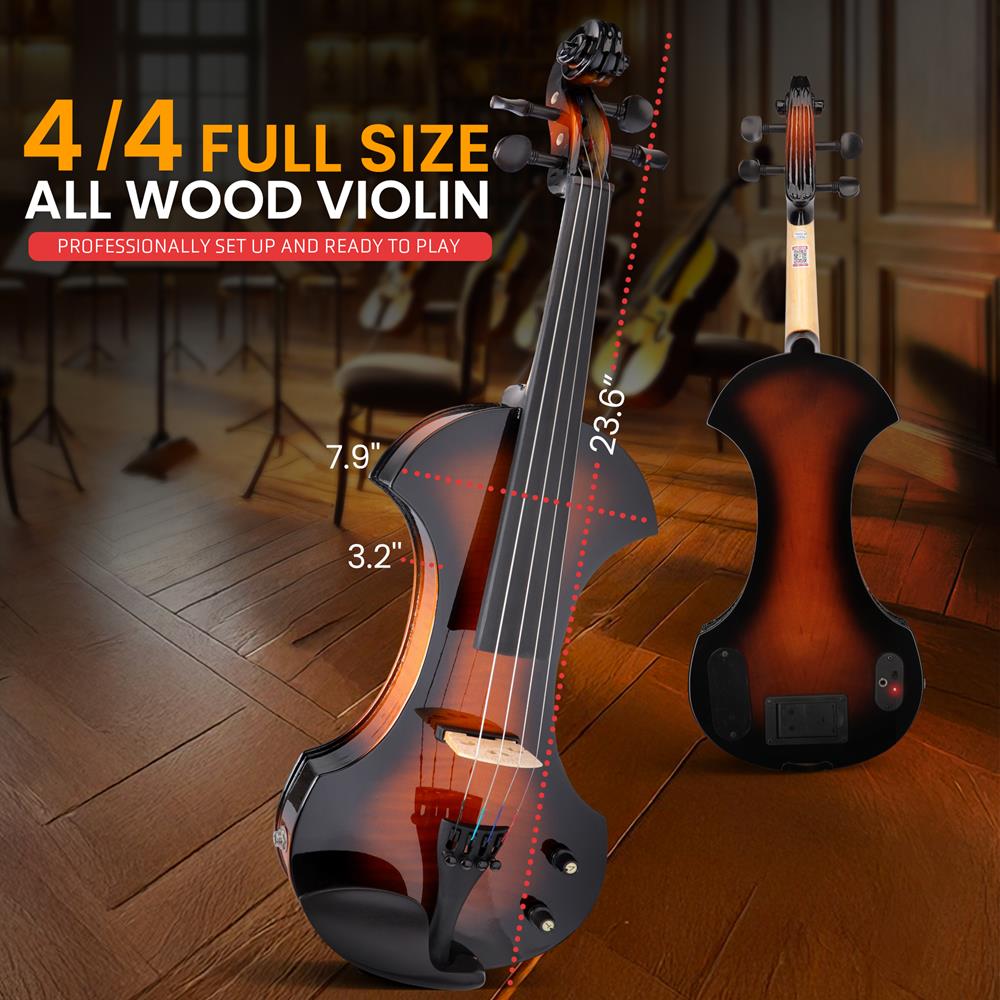 Electric Violin Kit - Silent Play, Solid Wood, Sunburst – Pyle USA