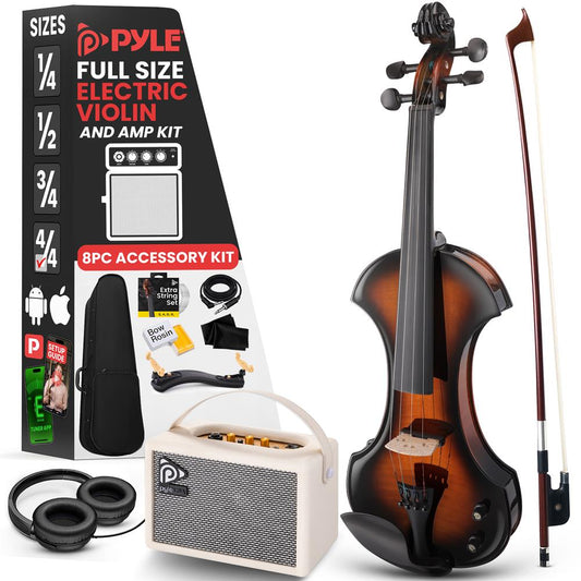 Silent Electric Violin  with Accessory Kit, 10W Amplifier, Headphone, Tuner, Extra Set of String (Sunburst)