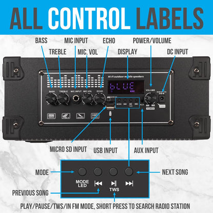 product image number 6 for Pyle 5.25‚Äù Portable Wireless Bt Streaming Spe