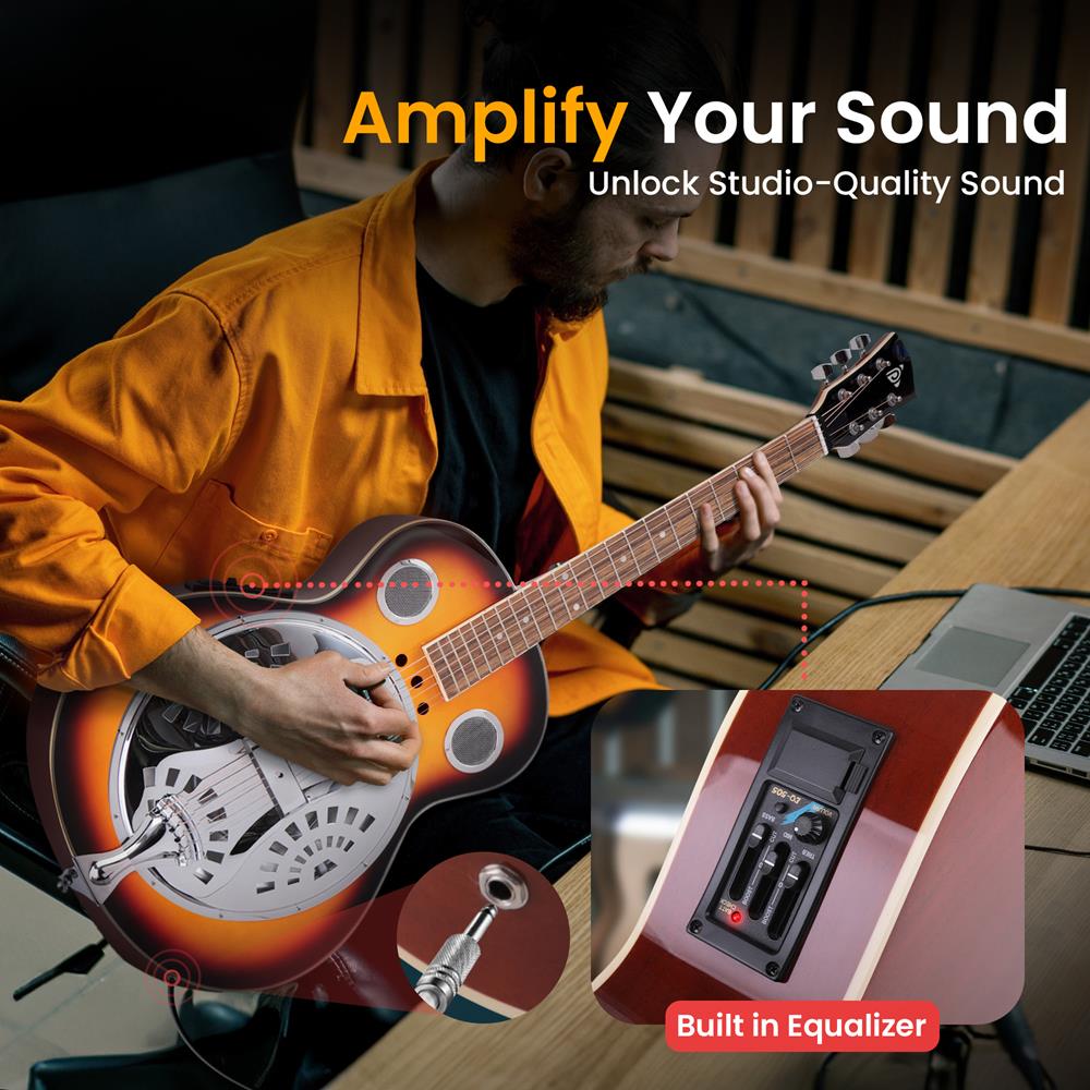Acoustic Electric Guitar, Rich Sound, Built-in Preamp, Deep Cherry