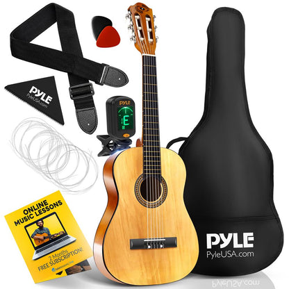 Beginner 6-String Acoustic Guitar Kit, Junior Size, Gloss Finish, Natural
