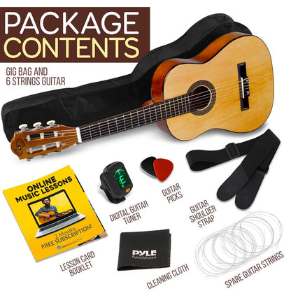 Beginner 6-String Acoustic Guitar Kit, Junior Size, Gloss Finish, Natural
