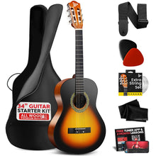 Beginner Acoustic Guitar Kit, 34" Sunburst, All Wood, Kids/Adults