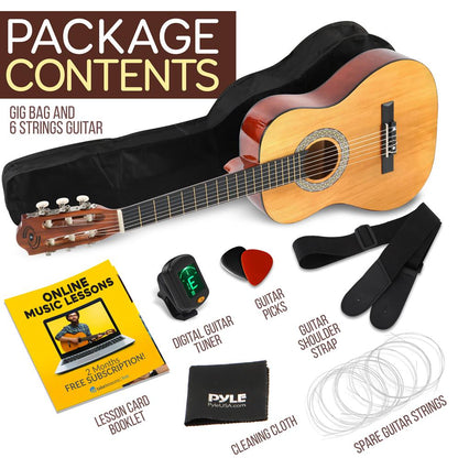 Beginner Acoustic Guitar Kit, 1/2 Size, All Wood, Natural Ash, 34"