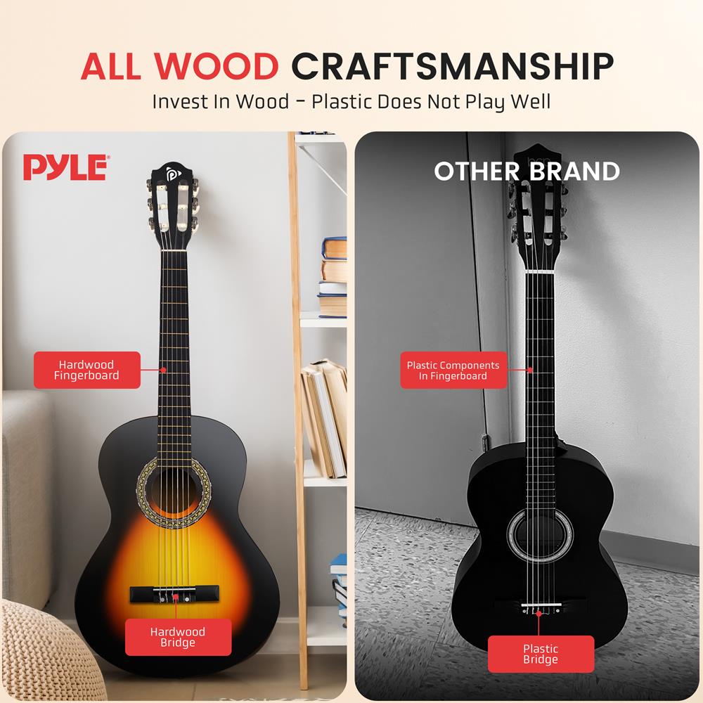 Beginner Acoustic Guitar Kit, Easy Play, Hand-Crafted Wood