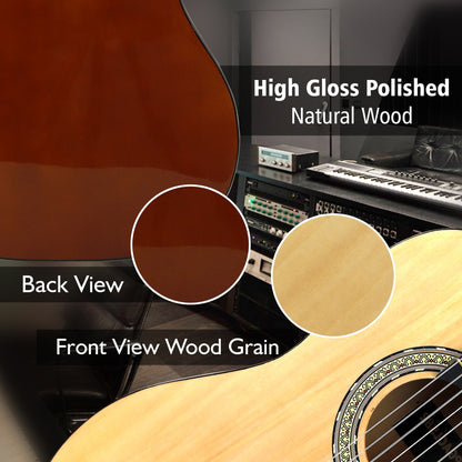 Acoustic Guitar Kit, Beginner 3/4 Size, All Wood, 36" Natural Ash
