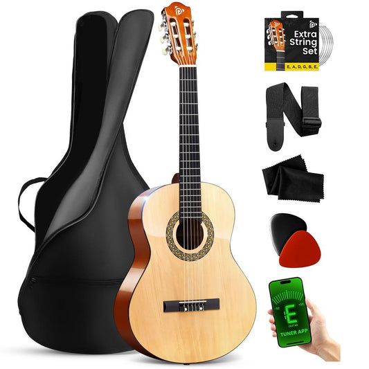 Acoustic Guitar Kit, Beginner 3/4 Size, All Wood, 36" Natural Ash