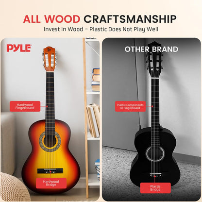 Acoustic Guitar Kit, Beginner-Friendly, 39" Linden Wood, Brown Gloss