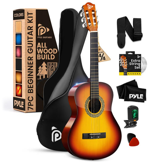 Acoustic Guitar Kit, Beginner-Friendly, 39" Linden Wood, Brown Gloss
