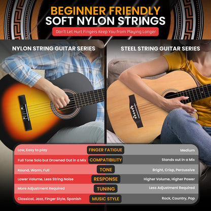 6-String Classical Guitar, Warm Sound, Nylon Strings, Sunburst