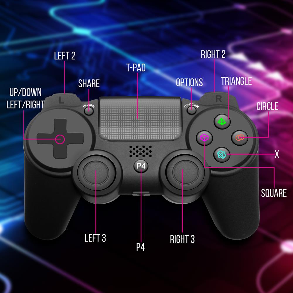 Wireless Game Controller, Ergonomic Design, 6-Axis Sensor, LED