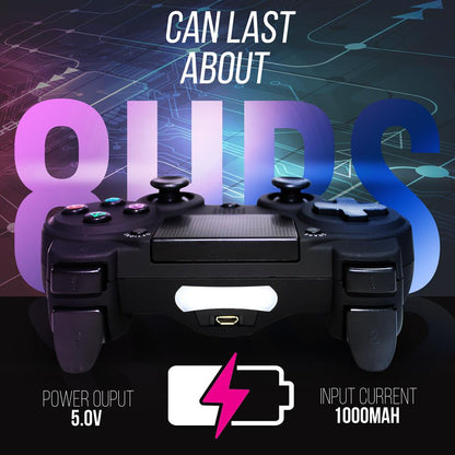 Wireless Game Controller, Ergonomic Design, 6-Axis Sensor, LED Lights