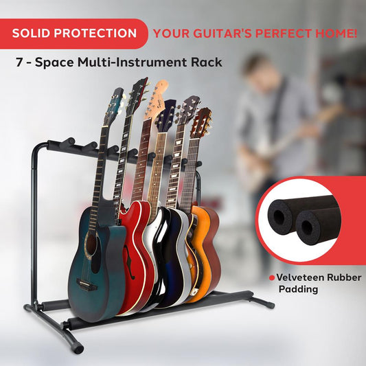 7-Slot Guitar Stand Rack - Safe Steel Frame with Rubber Padding