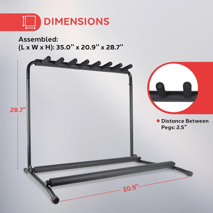 7-Slot Guitar Stand Rack - Safe Steel Frame with Rubber Padding