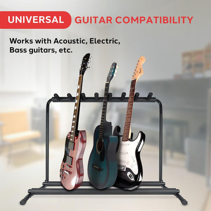 7-Slot Guitar Stand Rack - Safe Steel Frame with Rubber Padding