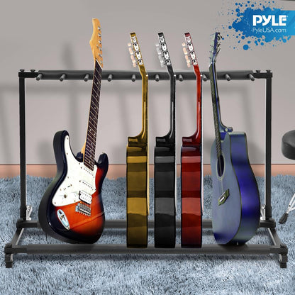 9-Space Foldable Guitar Rack - Secure Storage, Metal, Foam Padding