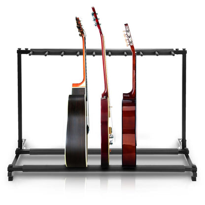 9-Space Foldable Guitar Rack - Secure Storage, Metal, Foam Padding