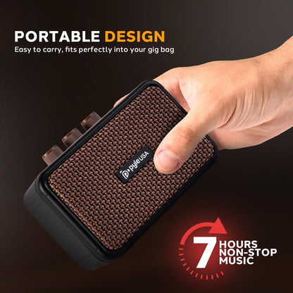 5W Portable Mini Guitar Amp, Bluetooth, Full Range Speakers, Battery Powered