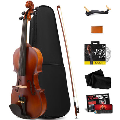 1/4 Size Violin Starter Kit, Ready to Play, Plywood Body, Wood Grain