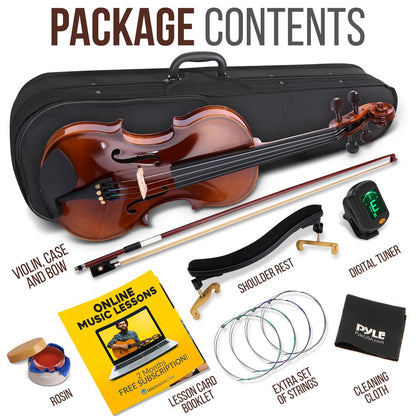 1/4 Size Violin Starter Kit, Ready to Play, Plywood Body, Wood Grain