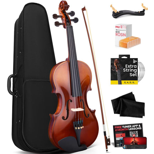 1/2 Size Violin Starter Kit, Ready to Play, Wood Grain, Includes Case & Bow