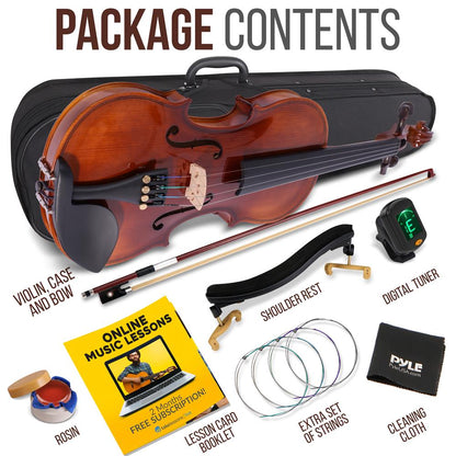 1/2 Size Violin Starter Kit, Ready to Play, Wood Grain, Includes Case & Bow
