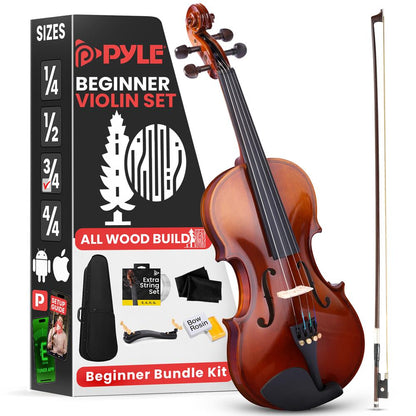 3/4 Size Violin Starter Kit, Ready to Play, Plywood Body, Wood Grain
