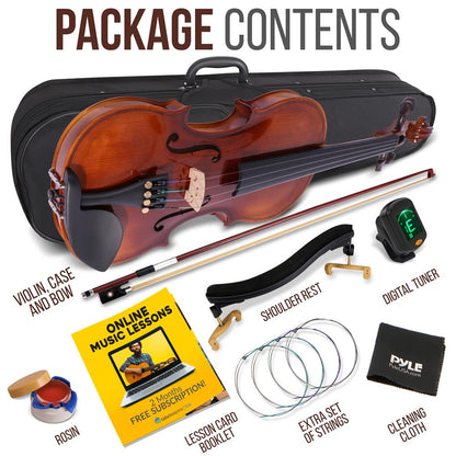 3/4 Size Violin Starter Kit, Ready to Play, Plywood Body, Wood Grain