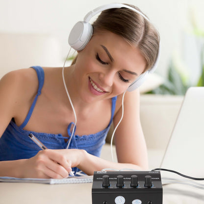 4-Channel Headphone Amplifier, Cleaner Audio, 4 TRS Outputs