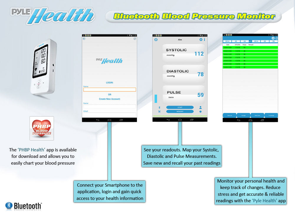 product image number 3 for Pyle Bluetooth Blood Pressure Monitor