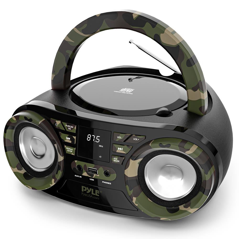 Portable CD Player Boombox, Bluetooth, 50W, Camouflage Design