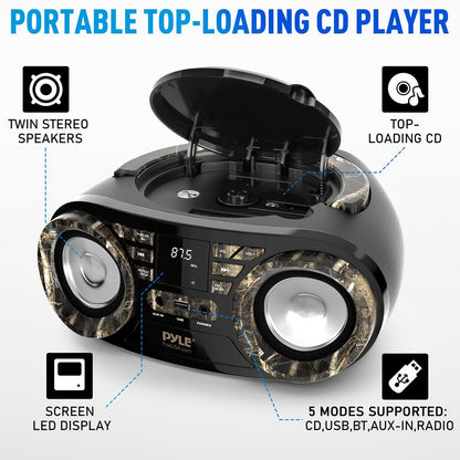 Portable CD Player Boombox, Wireless Streaming, 50W, LED Display, White