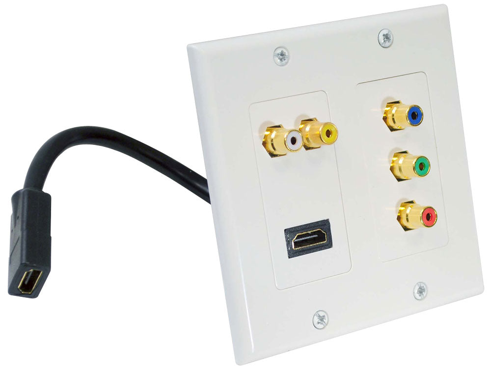 product image number 1 for Pyle Dual Hdmi + 2 Rca + 3 Rca Wall Plate W/B