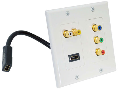 product image number 1 for Pyle Dual Hdmi + 2 Rca + 3 Rca Wall Plate W/B