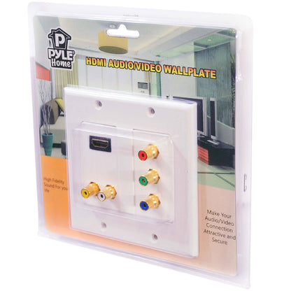 product image number 3 for Pyle Dual Hdmi + 2 Rca + 3 Rca Wall Plate W/B