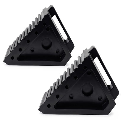 Pyle Solid Rubber Wheel Chock  – 2 Pack, Durable, Anti-Slip, Weather-Resistant For Trailers, Rvs And Trucks (Black)