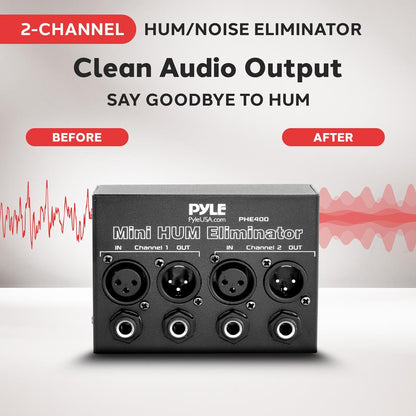 Mini Hum Eliminator Box - Removes Noise - 2-Channel XLR/TRS Inputs