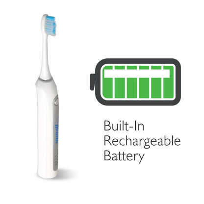 Rechargeable Electric Toothbrush With Automatic Charging Dock Base, Ultraviolet Brush Head Sanitizer And Ultra Quiet Operation (White)