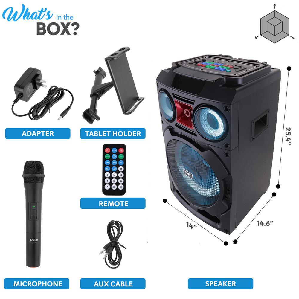 10" Portable Bluetooth PA Speaker 800W Rechargeable LED Lights Subwoofer - Thumbnail 4