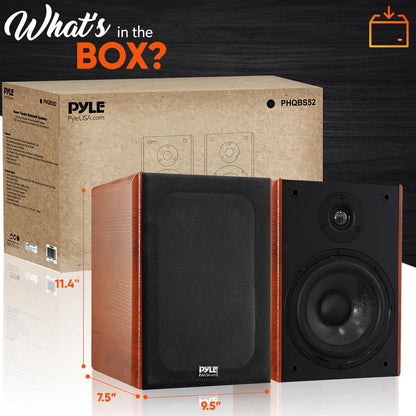 Bookshelf Speakers 200W Max Power Silk Dome Tweeter Wood Grain Finish