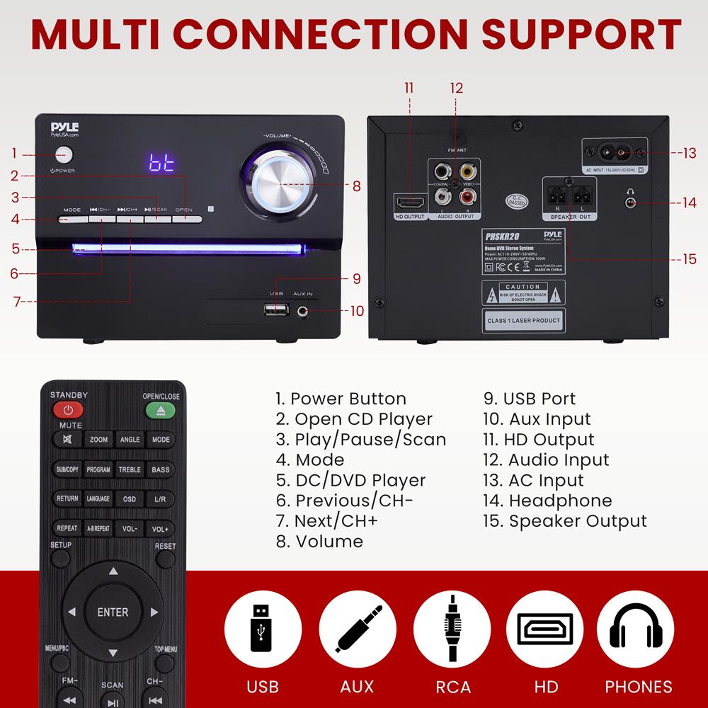 Stereo System Powerful Sound Bluetooth Wooden Speakers - Thumbnail 5