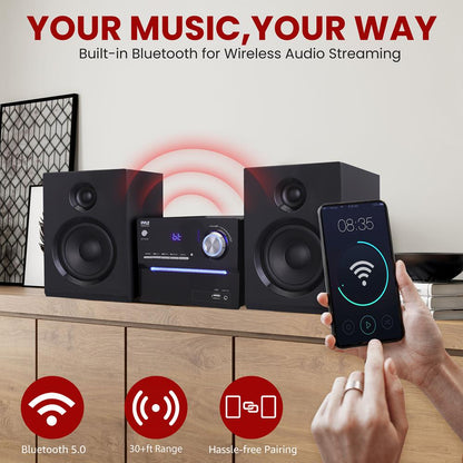 Stereo System Powerful Sound Bluetooth Wooden Speakers