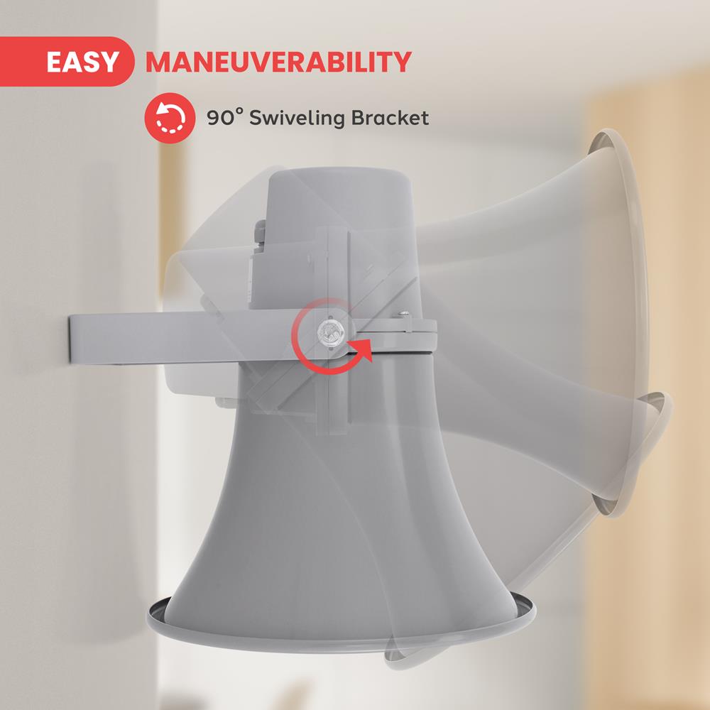 Indoor/Outdoor PA Horn Speaker 20W Loud Sound Aluminum Grey – Pyle USA