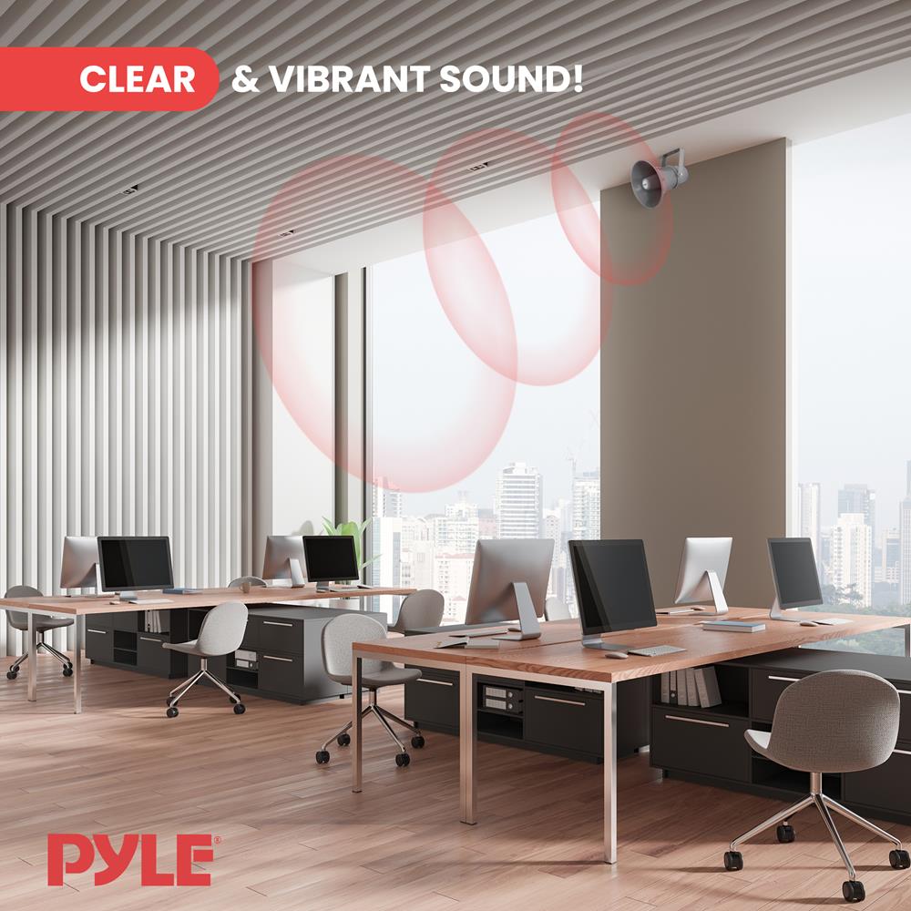 Indoor/Outdoor PA Horn Speaker 20W Loud Sound Aluminum Grey – Pyle USA