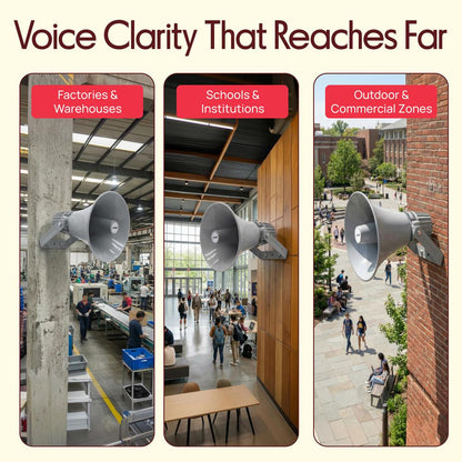 PA Horn Speaker 60W Loud Sound Aluminum Housing Grey